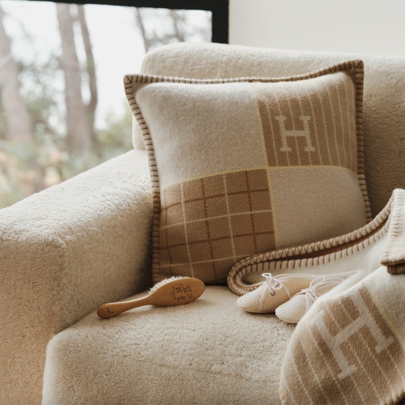 NEW Set of 2 HERMES Avalon Small Baby Pillow Cashmere Gris Perle w/ Receipt - Picture 10 of 10